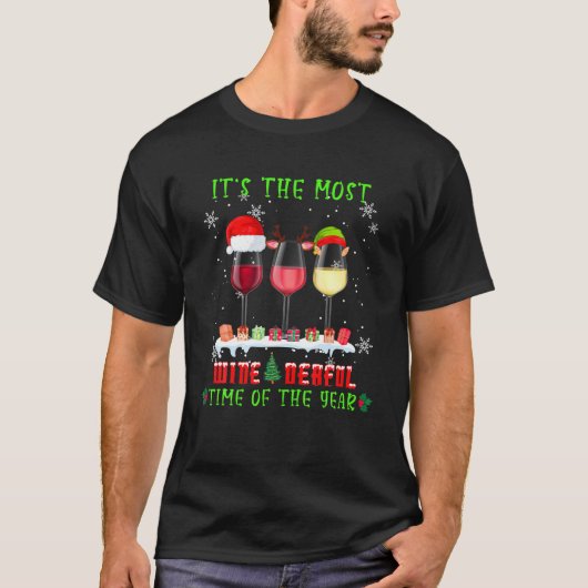 T-shirt Vin de Noël - Drôle Xmas alcool pyjama (Devant)