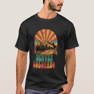 T-shirt Vin Denver Colorado Montagnes Coucher de soleil To