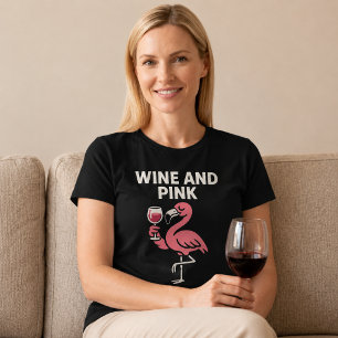 T-shirt Vin Et Flamant Rose