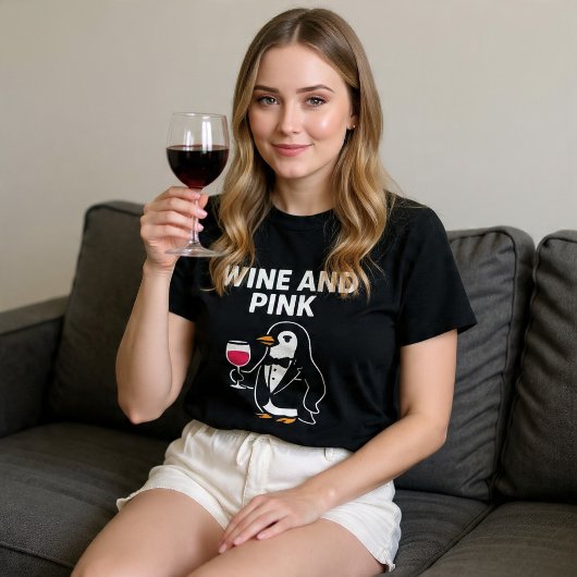 T-shirt Vin Et Manchot Rose
