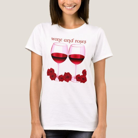 T-SHIRT "VIN ET ROSES" VIN ROUGE ET COPIE DE ROSES (Devant)