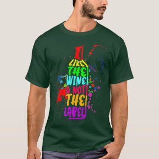 T-shirt Vin LGBT J'Aime Le Vin Pas Le Cool Étiquette Panse