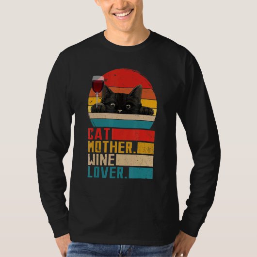T-shirt Vin mère chat vintage (Devant)