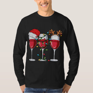 T-shirt Vin Noël Santa Chapeau Noël Lumières Reindeer Antl