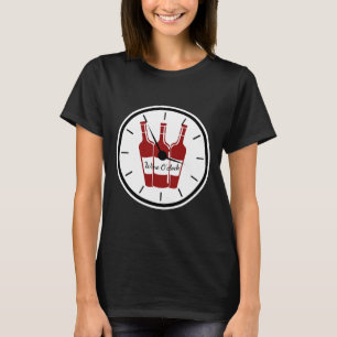 T-shirt Vin O Horloge Bouteilles rouges Arrière - plan bla