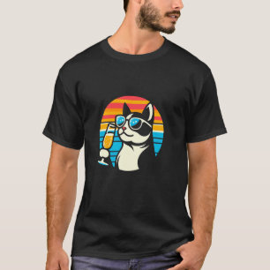 T-shirt Vin pétillant pour fête avec cadeau de chat