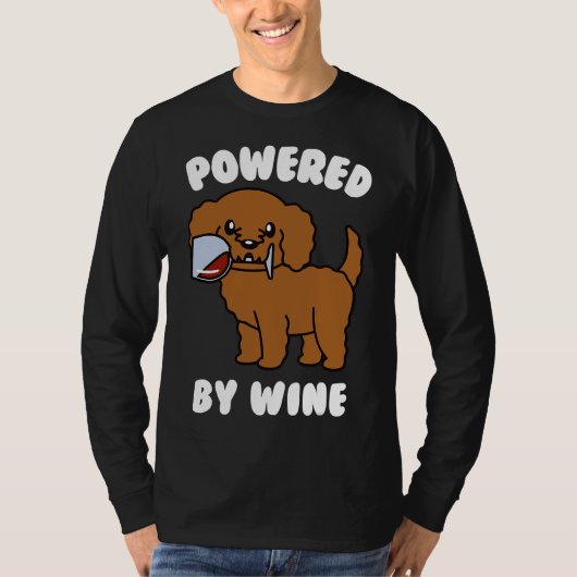 T-shirt Vin Powered Goldendoodle Chien Boisson (Devant)