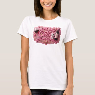T-SHIRT VIN ROSÉ CRISP ET CHATS M'APPORTENT DU BONHEUR