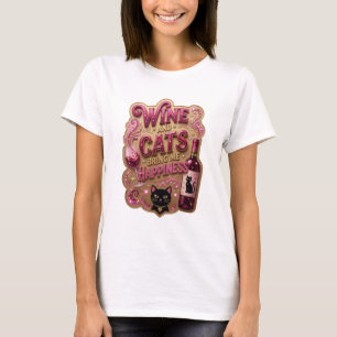 T-shirt VIN ROSE CRISP ET CHATS M'APPORTENT DU BONHEUR v2