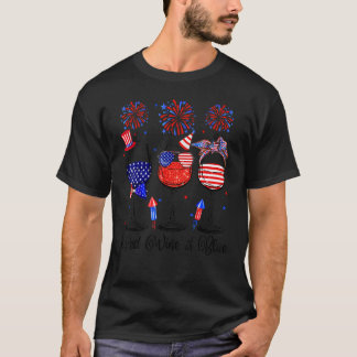 T-shirt Vin Rouge Blanc Et Bleu 4 juillet Vin Rouge & Bl