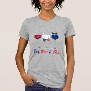 T-shirt Vin rouge Bleu 4 juillet fête de l'indépendance