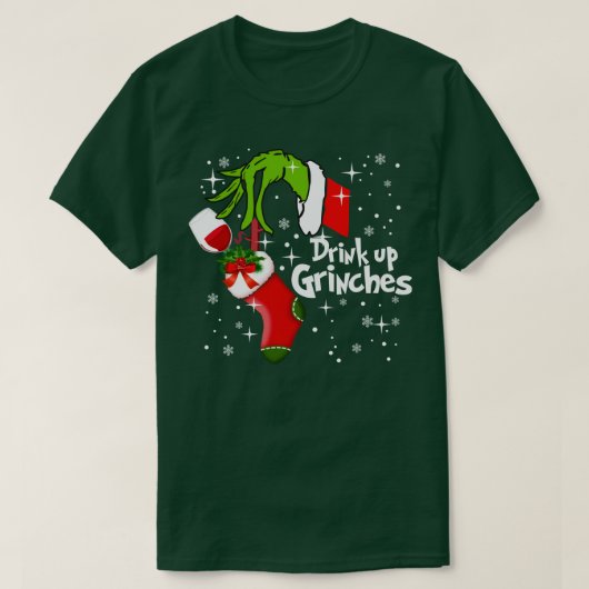 T-shirt Vin Rouge Boire Grinches Grinches Funny Noël (Design devant)