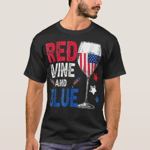 T-shirt Vin Rouge Et Bleu Drôle 4 juillet Vin Lover Dri