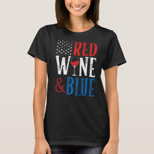 T-shirt Vin Rouge Et Booze 4 juillet Bleu Boire Indépendan