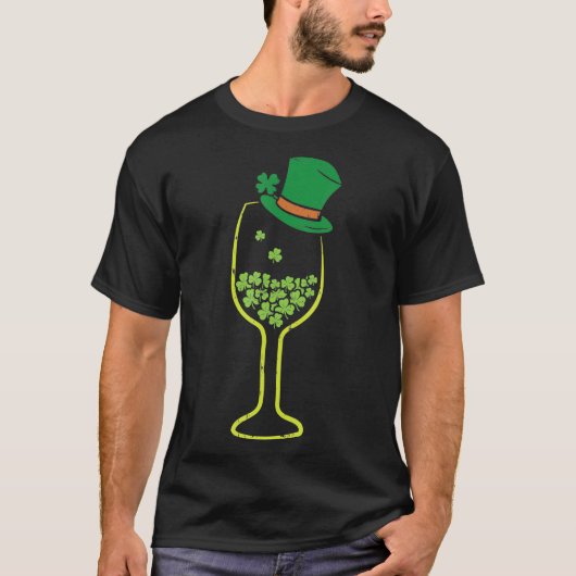 T-shirt Vin Shamrock Art Jour de la Saint Patrick Boire (Devant)