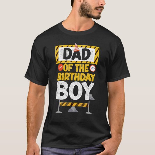 T-shirt Vinatge Papa of the Birthday Boy Construction Boy (Devant)