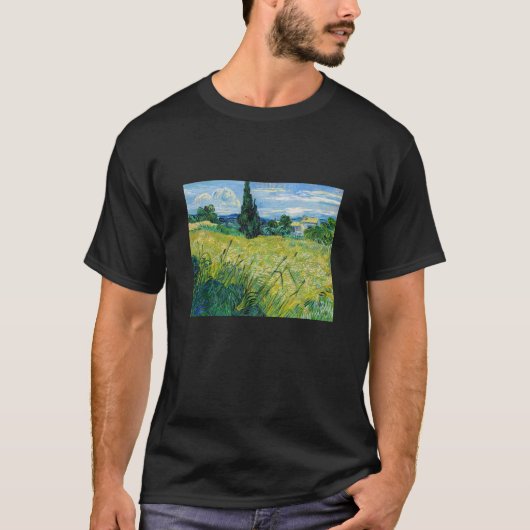 T-shirt Vincent van Gogh - Champ de blé vert avec Cypress (Devant)