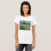 T-shirt Vincent Van Gogh, champ de blé vert avec Cypress (Devant entier)