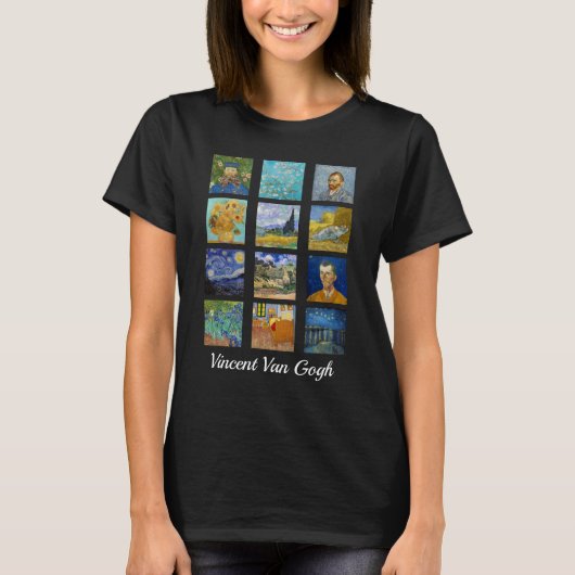 T-shirt Vincent Van Gogh - Grille des chefs-d'oeuvre (Devant)