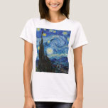 T-shirt Vincent Van Gogh Nuit d'art Vintage<br><div class="desc">Vincent Van Gogh Starry Nuit Vintage de beaux-arts T-shirt femme</div>