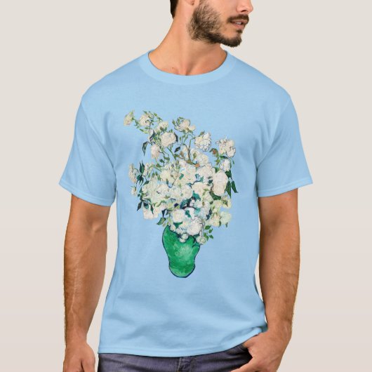 T-shirt Vincent van Gogh Rose blanche dans le vase vert (Devant)