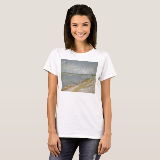 T-shirt Vincent van Gogh - Vue d'une rivière avec des bate (Devant entier)