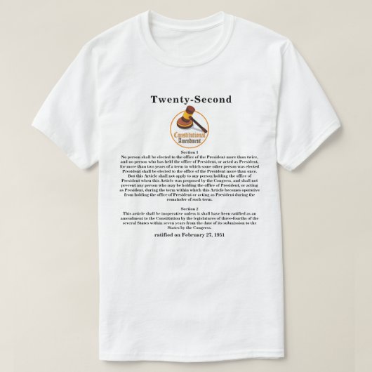 T-shirt Vingt-deuxième (22e) amendement constitutionnel (Design devant)