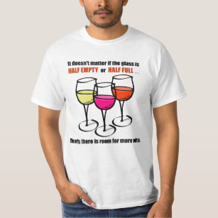 T-shirt Vins de caricature Verre mi-Vin vide Humour