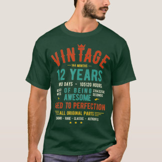 T-shirt Vintage 12 Ans 144 Mois D'Être Impressionnant 12e 