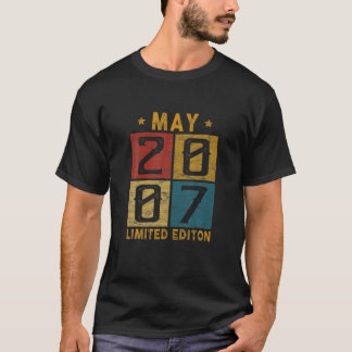 T-shirt Vintage 15 Anniversaire Mai 2007 Né En 2007 15 Ans