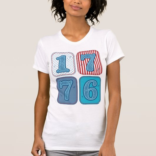 T-shirt Vintage 1776 Patchwork Patriotique (Devant)