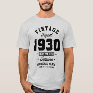 T-shirt Vintage 1930 Né en 1930 Retro Anniversaire Cadeau
