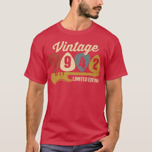 T-shirt Vintage 1942 Anniversaire Retro Guitare 80e Annive