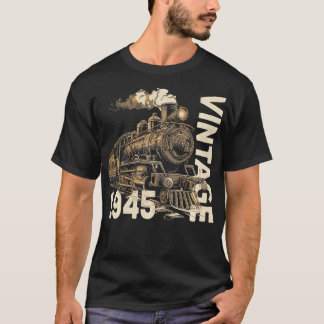 T-shirt Vintage 1945 Steampunk Steam Train Locomotive 79e