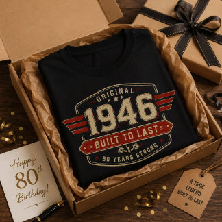 T-shirt Vintage 1946 Construit Pour Durer 80e Anniversaire