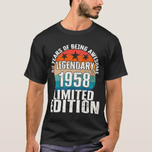 T-shirt Vintage 1958 Légendaire Anniversaire de 65 ans