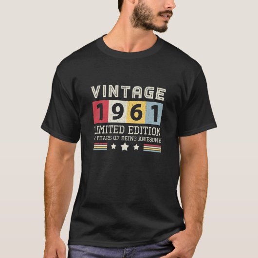 T-shirt Vintage 1961 60 Ans D'Être Un Anniversaire Magnifi (Devant)