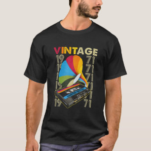 T-shirt Vintage 1971 Cassette rétro 51E Anniversaire 51 An