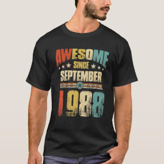 T-shirt Vintage 1988 33E Anniversaire Awesome Depuis Septe
