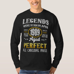 T-shirt Vintage 1989 Avril 33 Ans Hommes Et Femmes 33Ème