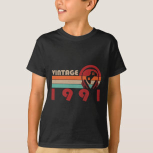 T-shirt Vintage 1991 Funny 33 Ans Garçons Gamer 33th Bi