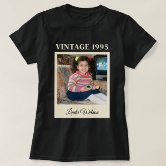 T-shirt Vintage 1995 Photo de naissance personnalisée avec