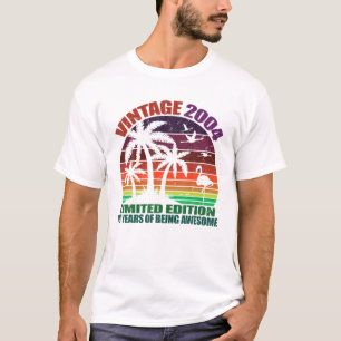 T-shirt Vintage 2004, 18E Anniversaire, Ados Garçons