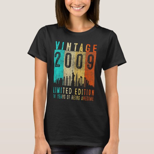T-shirt Vintage 2009 14e Anniversaire 14 Ans (Devant)