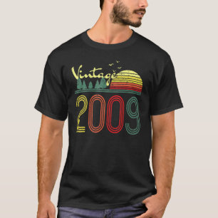 T-shirt Vintage 2009 Fait En 2009 13E Anniversaire Cadeau