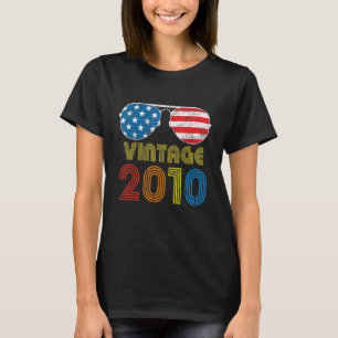 T-shirt Vintage 2010 12 Ans 12ème Drapeau Américain Naissa