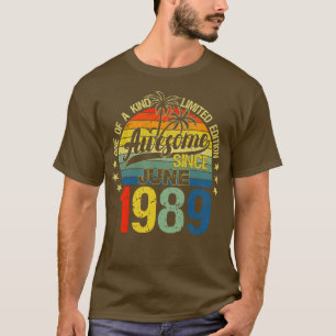T-shirt Vintage 33 Ans Juin 1989 Décorations 33ème Bi