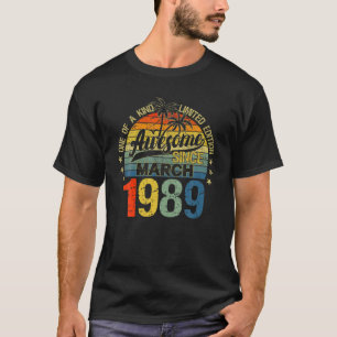 T-shirt Vintage 33 Ans Mars 1989 Décorations 33E B