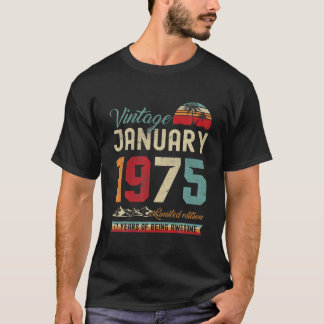 T-shirt Vintage 47E Anniversaire Janvier 1975 47 Ans