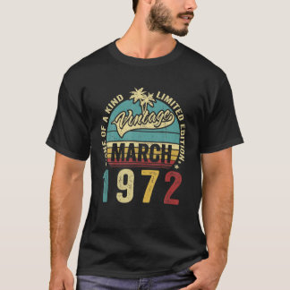 T-shirt Vintage 50 Ans Mars 1972 Décorations 50E B